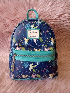 Loungefly Disney Tinkerbell Glow in the Dark Allover Print Mini Backpack